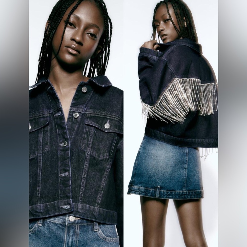 New Zara jewel trim denim jacket